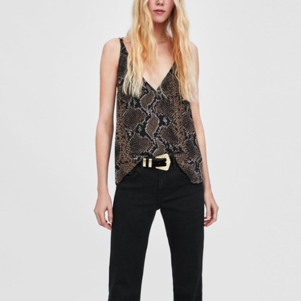 Zara Snake Print Strappy Flowy Tank Top, NWT, S - Picture 2 of 13